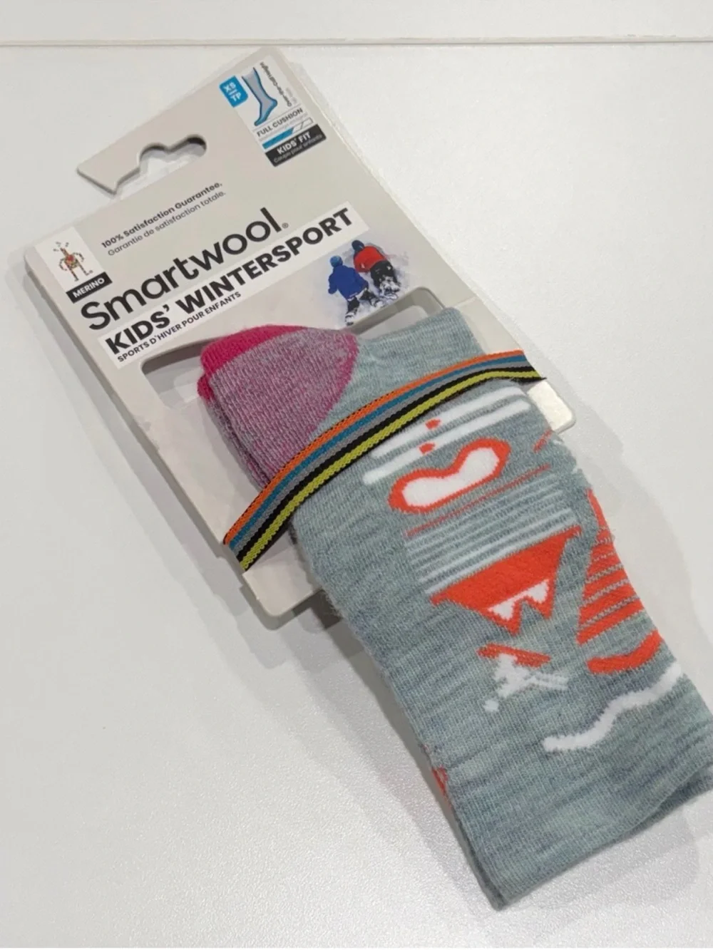 SmartWool Boys Girls Kids XS Wintersport Pattern Ski Socks Grey Pink NWT Snow